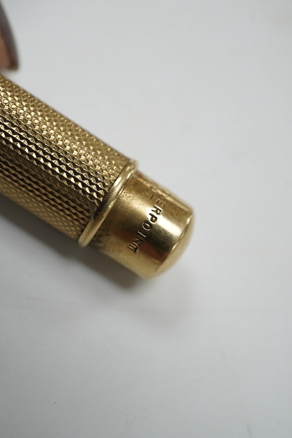 A George V 9ct gold cased propelling pencil by Sampson Mordan & Co, London, 1928. Condition - fair to good